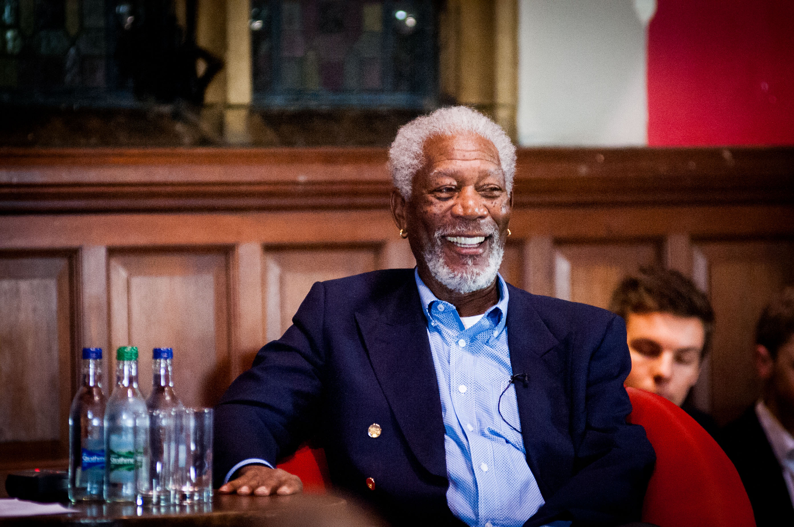 Oxford, U.K., November 11, 2014--Morgan Freeman speaks at inaugural SAG Foundation Conversations at Oxford (Photo credit: Roger Askew/Oxford University)